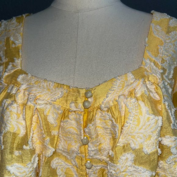 Anthropologie Yellow and White Blouse - Picture 3 of 8